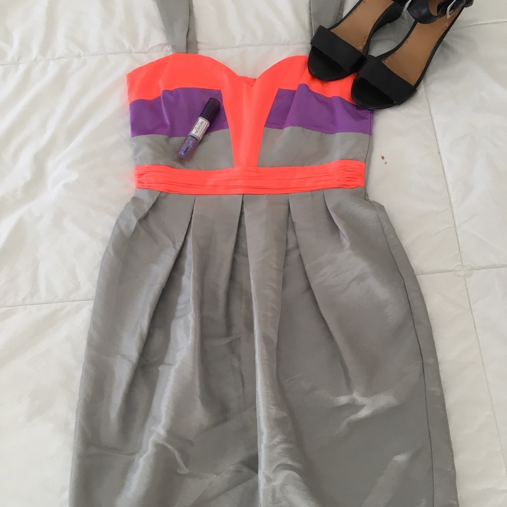 Lipsy London silver and neon mini dress, UK8 (US4, but I’d say more a 2)